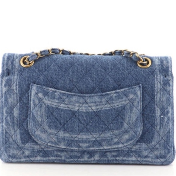 Quilted Blue Denim Shoulder Bag - Picture 6 of 6